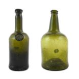 A Sealed Wine Bottle, dated 1781, of shouldered cylindrical form, applied with a circular seal