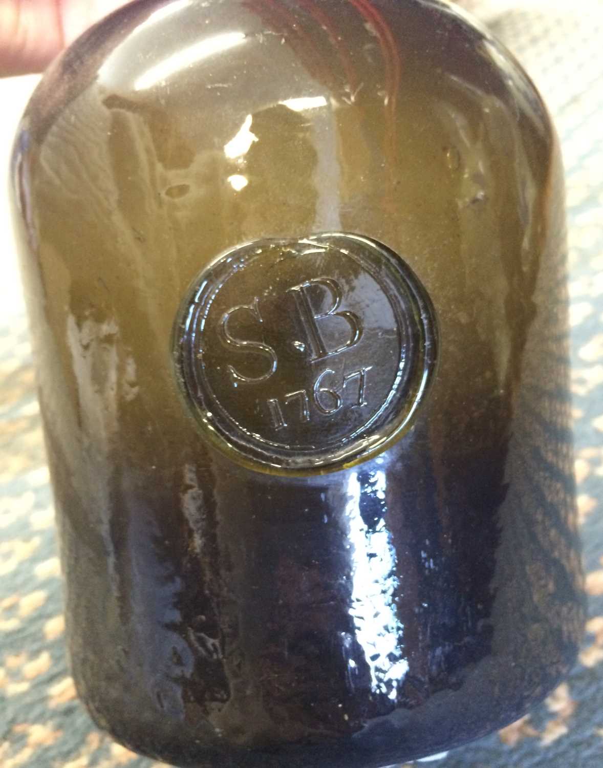 A Sealed Wine Bottle, dated 1767, of mallet form with tapering neck, applied with a circular seal - Image 3 of 8
