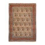 Ghom Rug Central Iran, circa 1940 The pale wheat field with a oneway boteh design enclosed by