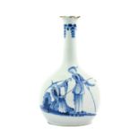 An English Delft Guglet or Water Bottle, probably Liverpool, circa 1760, of ovoid form with tapering