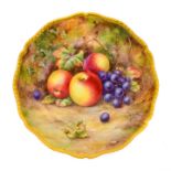 {} A Royal Worcester Porcelain Plate, by Horace Price, 1936, painted with a still life of fruit on a