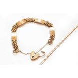 A 9 carat gold flat curb link bracelet, length 20cm; together with a fancy link bracelet, stamped ‘