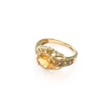 A 9 carat gold citrine ring, finger size KGross weight 3.6 grams.