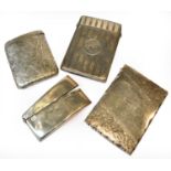 Four Victorian, Edward VII or George V Silver Card-Cases, Birmingham or Chester, variously shaped