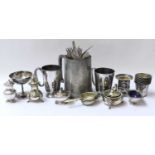 A Collection of Assorted Silver and Silver Plate, the silver including: two various small two-