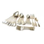 A collection of George III and later flatware, various makers and dates, comprising: 6 table-spoons2