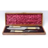 A collection of assorted silver and silver plate, including: a Victorian cased carving-set, by