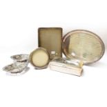 A collection of assorted silver, including: a George V silver dressing-table tray, by Collingwood