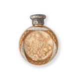 A Victorian Silver-Mounted Porcelain Scent-Bottle The Silver Cap by Sampson Mordan, London, 1886, Th