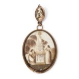 A Gold, Gilt-Metal and Pearl-Mounted Portrait Miniature Mourning-Pendant Possibly American or Canadi