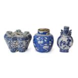 A collection of mainly 19th Century Chinese blue and white porcelain including tulip vase (a.f.),