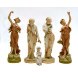 A pair of Royal Worcester blush allegorical figures of Joy and Sorrow, circa 1895; together with