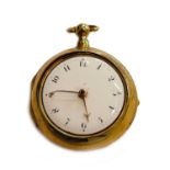 A gilt metal pair cased verge pocket watch, signed Heny Williams, Lancarvan, circa 1780, chain fusee