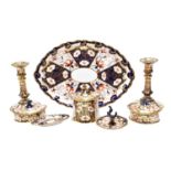 Royal Crown Derby, Imari ware dressing table set, pattern number 2451 including a pair of