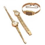 Two ladys 9 carat gold wrist watches signed Accurist and Rotary and a ladys Seiko quartz wristwatch,