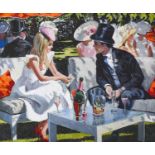 Sherree Valentine Daines (b.1956)"Ascot Glamour"Signed and numbered 53/195, embellished canvas on