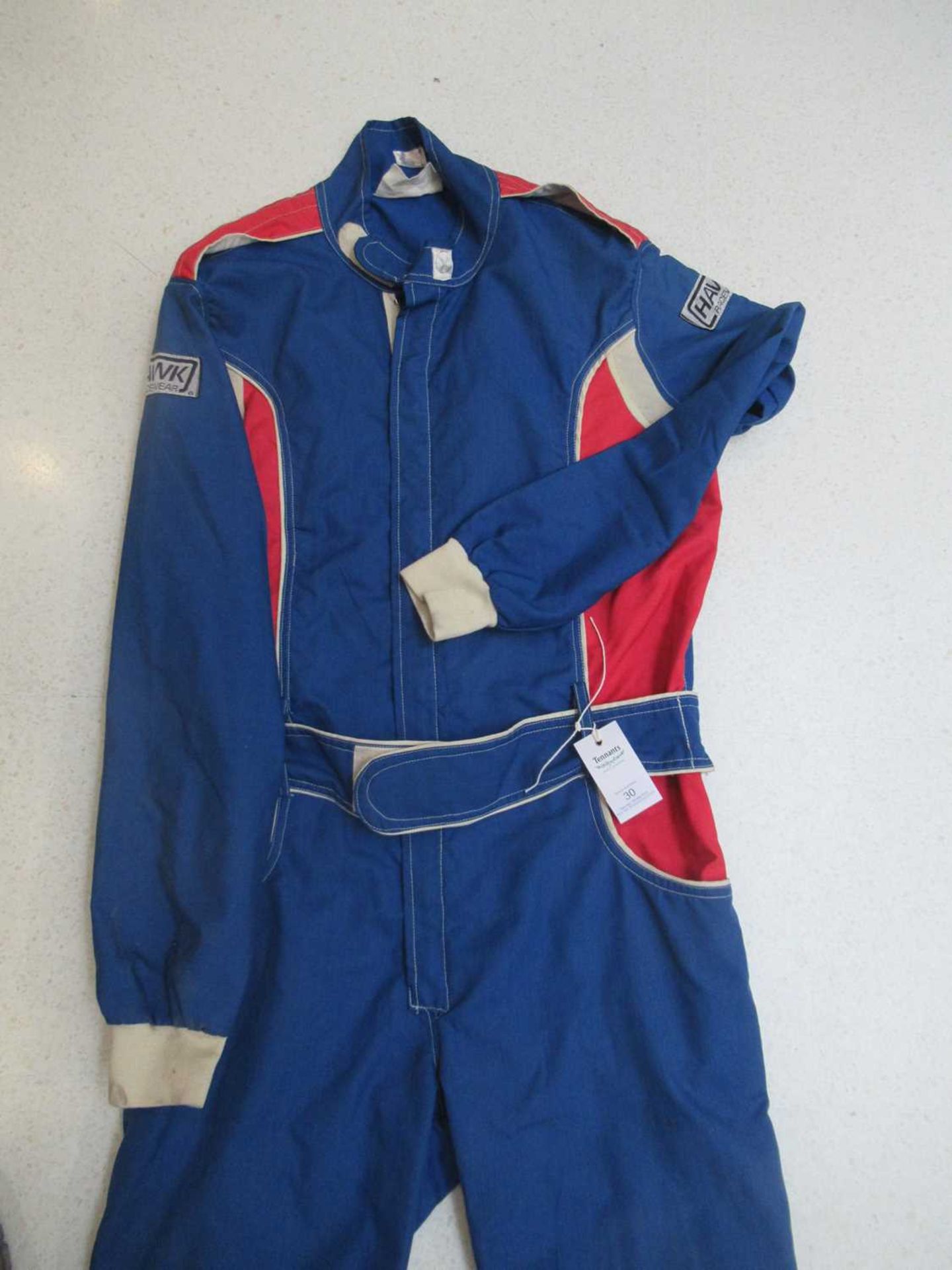 A Nomex Blue and Red Car Racing Suit, 40 inch chest size, and a Nomex Two Piece Green and Purple - Image 2 of 5