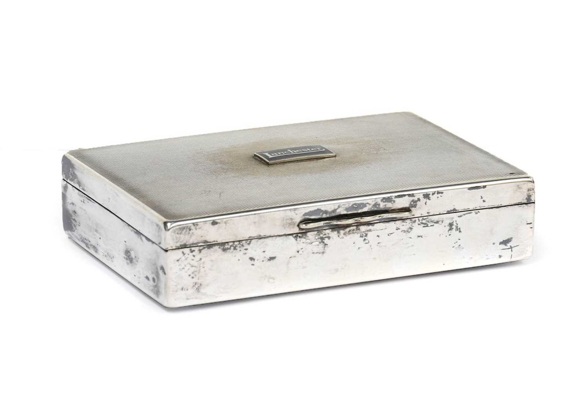 A 1930's Chrome Plated Desktop Cigarette Box, to promote Lanchester Cars of England, with an