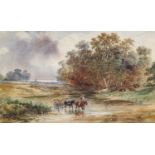 Alfred Vickers (1786-1868)Countrymen crossing a river with horses and cart Signed and dated 1866,