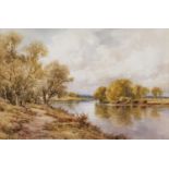 Henry Hillingford Parker (1858-1930)"The Thames at Culham"Signed,watercolour, 35cm by 52cm