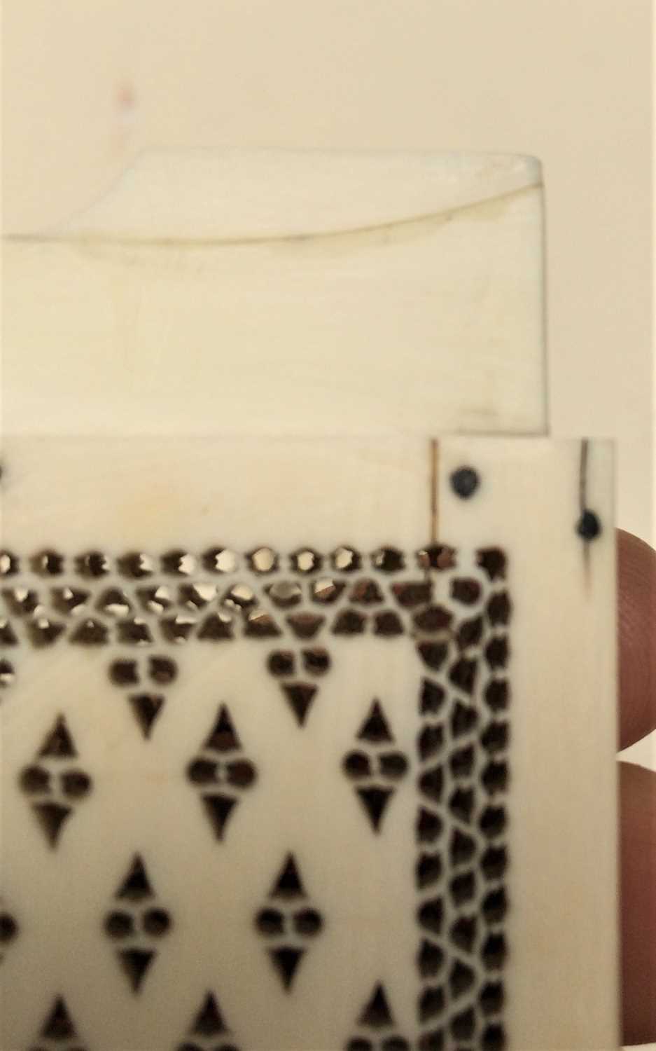 A 18th century Cantonese carved ivory card case; together with a similar Anglo Indian pierced - Image 13 of 13