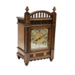 A German quarter striking table clock, retailed by Burrell, Sheffield, movement stamped W&H