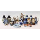 A collection of Chinese and Japanese ceramics including an 18th century sparrow beak cream jug, a