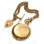 A gold plated Cyma pocket watch and a 9 carat gold watch chainNo inscription to fob, chain, and