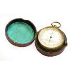 A brass pocket aneroid barometer, signed J H Steward, LondonThe brass case is discoloured with