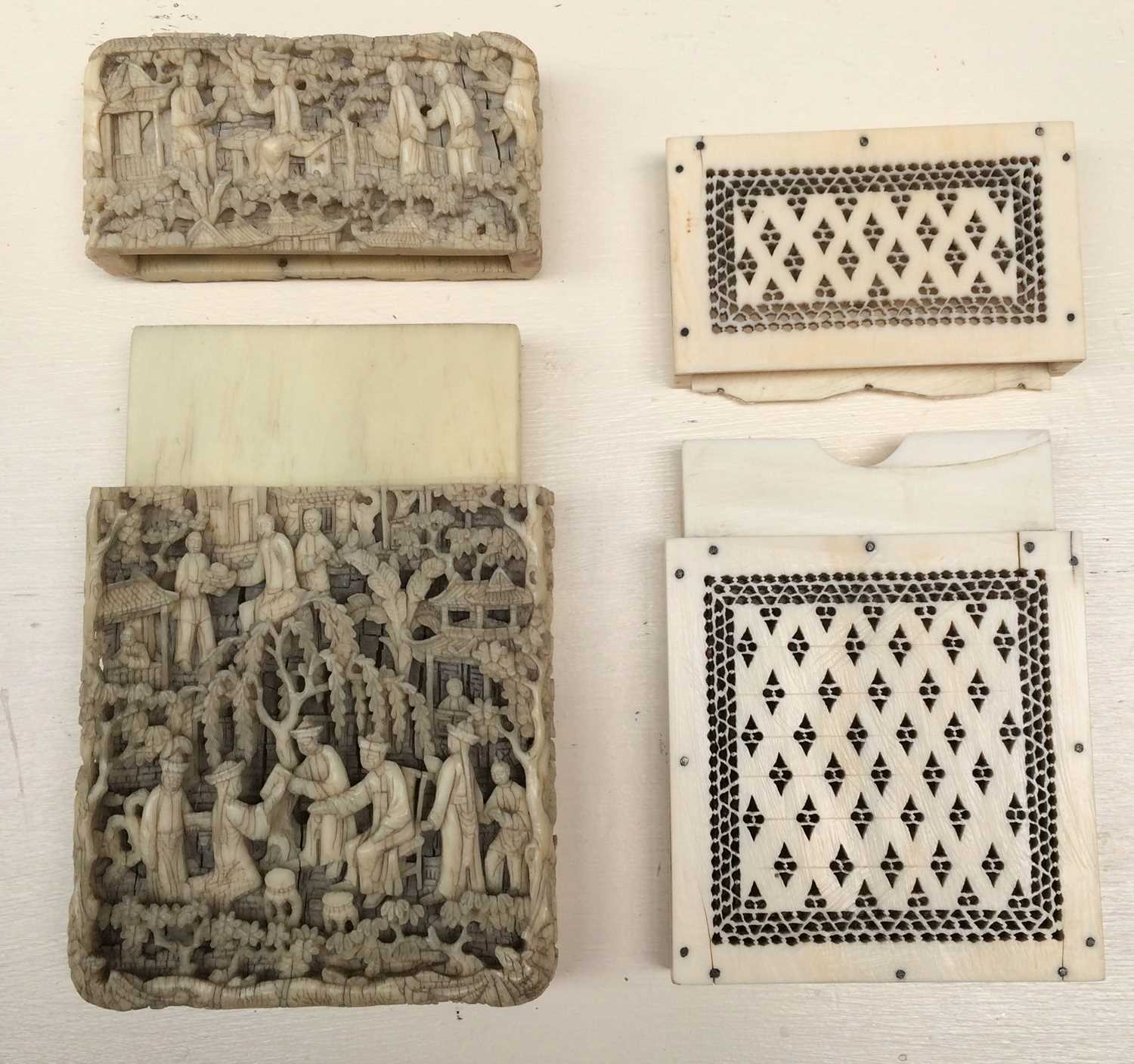 A 18th century Cantonese carved ivory card case; together with a similar Anglo Indian pierced - Image 11 of 13