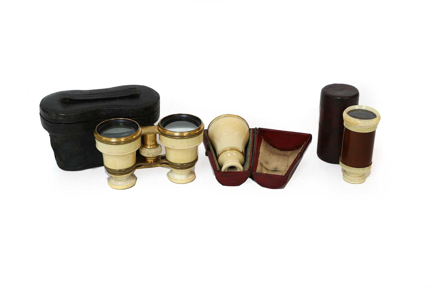 A 19th century ivory mounted monocular in fitted case maker Smith,Royal Exchange, London; together