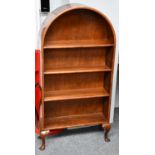 A small 1920s dome topped open bookcase 60cm by 20cm by 123cmGood condition, polish free from