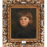 British School (19th century)Bust length portrait of a young boy in a brown jacketOil on canvas,