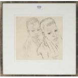 John Napper (1916-2001) "Two Heads, Mombasa" Signed, inscribed and dated 1944, pencil, 23.5cm by