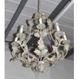 A Vaughan of London nine-light painted metal chandelier of foliate design, drop is approximately