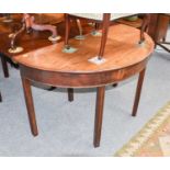 A George III mahogany d end dining table, with one additional leaf, 177cm by 122cm by 72cm