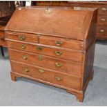 A George III mahogany bureau with fitted interior, 112cm by 57cm by 110cm