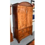 A George III Inlaid mahogany linen press (converted for hanging and with key), 112cm by 56cm by