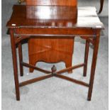 A 19th mahogany occasional table, with x form stretcher, 71cm by 43cm by 74cm; together with an