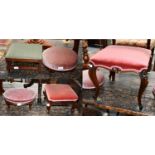 Five various footstools together with a Regency chair (6)