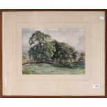 Fred Lawson (1888-1968)''Trees behind East End Farm''Signed, watercolour, 27cm by 36.5cm