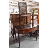 A leather inset mahogany bow fronted writing table with fitted drawer 91cm by 51cm by 77cm, and a