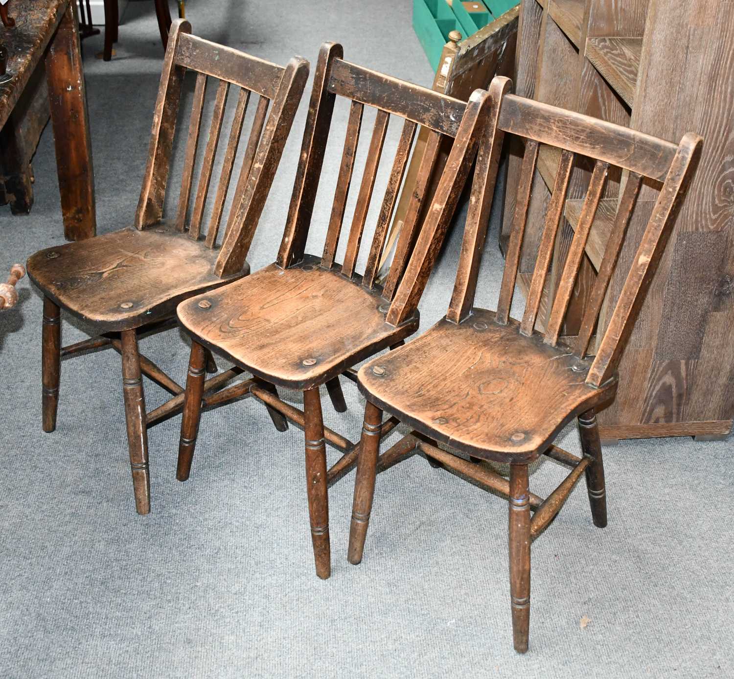 Six elm High Wycombe chairs, broad arrow marks - Image 3 of 3