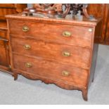 A Georgian mahogany straight front three height chest of drawers, 122cm by 54cm by 103cm