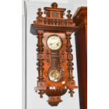 A Vienna type walnut veneered striking wall clock, circa 1890, 5" dial signed GB for Gustav