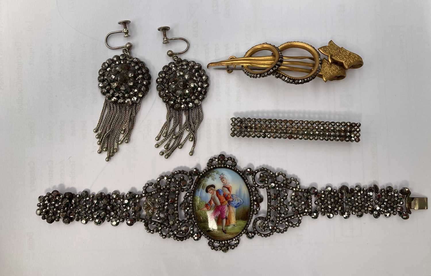 19th Century and Later Cut Steel Jewellery, comprising a decorative tiara with rotating flower heads - Image 9 of 19