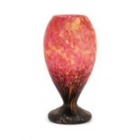 An Art Deco Schneider Glass Vase, mottled pink and yellow, signed Schneider, 27cm highIn good order.