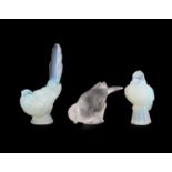 An Art Deco Sabino Opalescent Glass Mocking Bird Car Mascot, moulded mark SABINO PARIS and