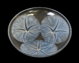 René Lalique (French, 1860-1945): A Blue Stained and Clear Glass Volubilis Bowl, moulded mark R