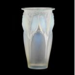 René Lalique (French, 1860-1945): An Opalescent, Stained and Frosted Ceylan No.905 Glass Vase, of